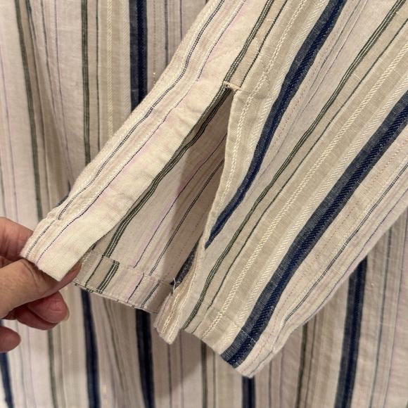 Tommy Bahama Linen Metallic Striped Lace Up Top Tunic Size Large - Picture 4 of 8